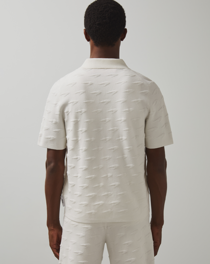 Reiss Mens Short Sleeve Speedmark Knitted Cuban Shirt - White