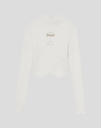 Reiss Womens Sandy Long Sleeve Knitted Speedmark Turtle Neck - White