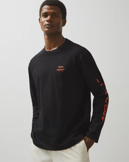 Reiss Unisex Long Sleeve Tyre Print T-Shirt - Black