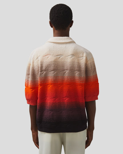 Reiss Mens Pacific Short Sleeve Knitted Towelling Speedmark Ombré Cuban Shirt - Multicolour