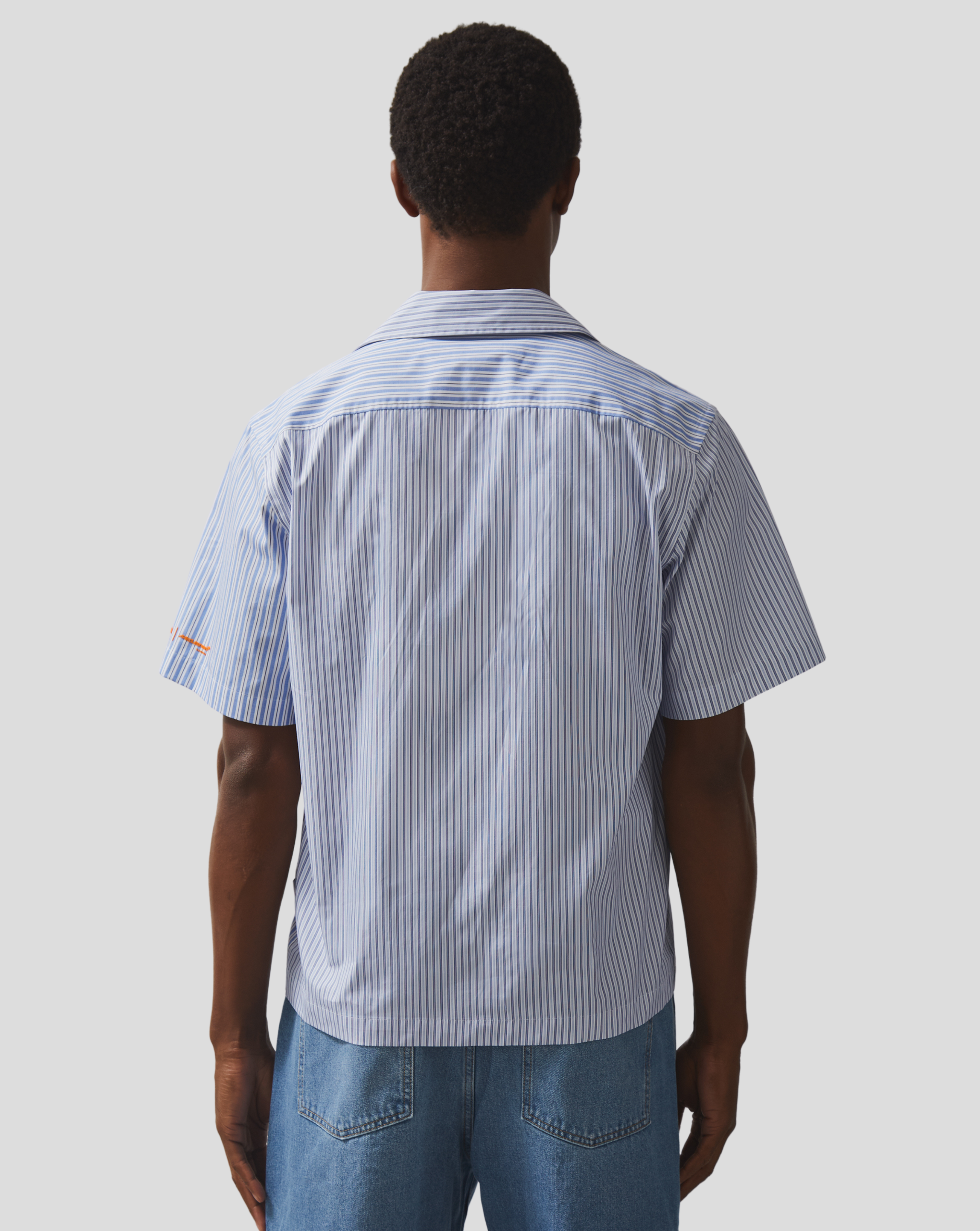 Reiss Unisex Short Sleeve Striped Cuban Shirt - Blue