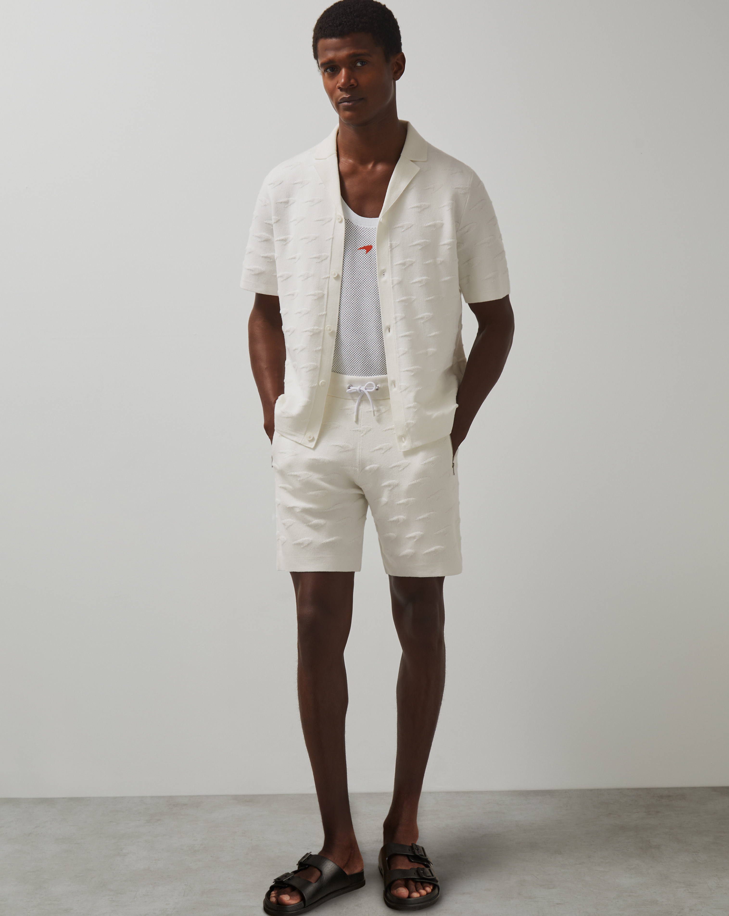 Reiss Mens Speedmark Knitted Shorts - White