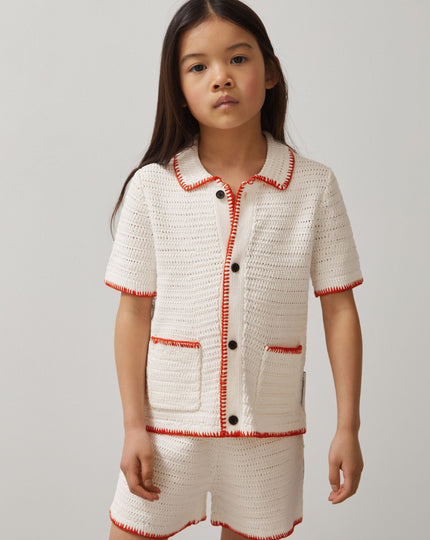 Reiss Junior Azealia Short Sleeve Crochet Shirt