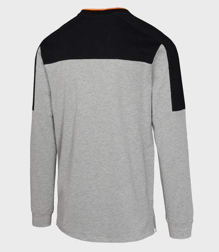 Mens McLaren 'On Fire' Long Sleeve Cotton T-Shirt - Grey/Black