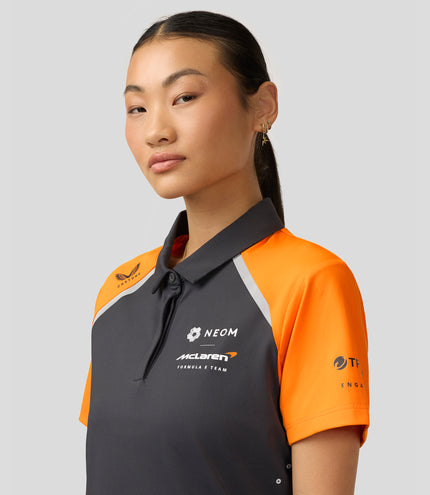 Official Womens NEOM McLaren Formula E Team Polo Shirt - Phantom/Papaya