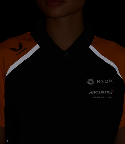 Official Womens NEOM McLaren Formula E Team Polo Shirt - Phantom/Papaya