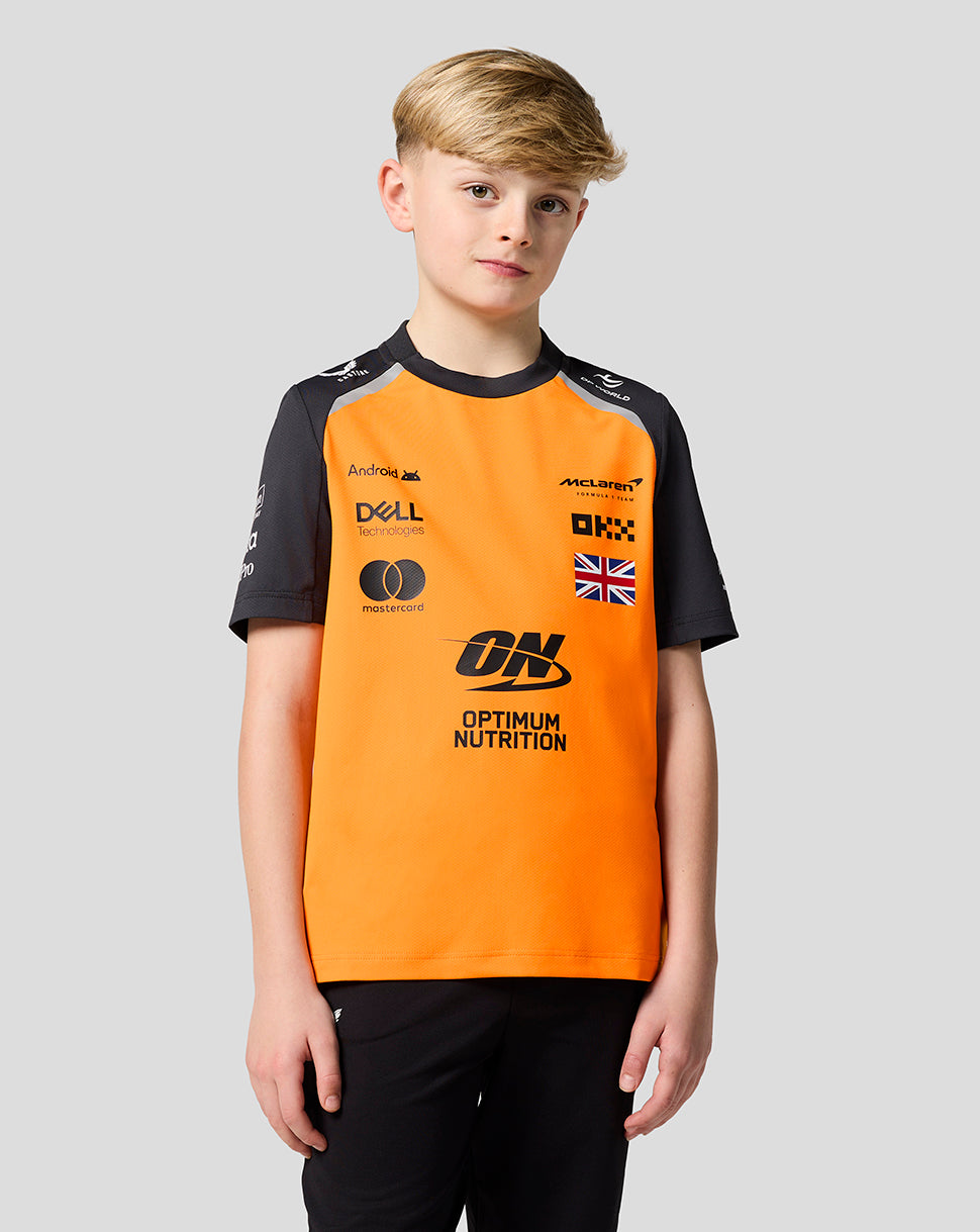 Official Junior McLaren Formula 1 Team Lando Norris Set Up T-Shirt - Papaya/Phantom