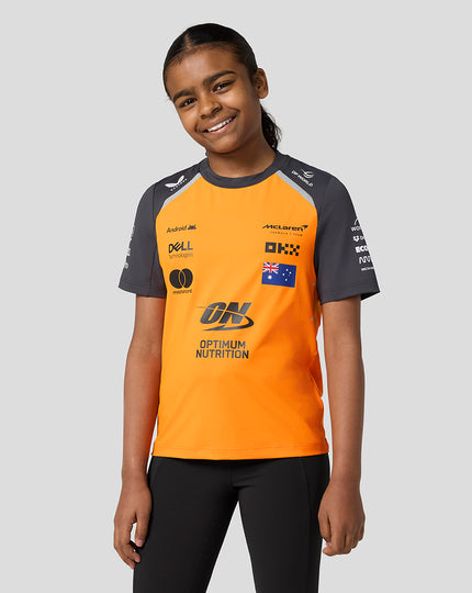 Official Junior McLaren Formula 1 Team Oscar Piastri Set Up T-Shirt - Papaya/Phantom