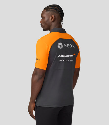 Official Mens NEOM McLaren Formula E Teamwear Polo Shirt - Phantom/Papaya