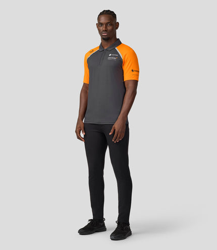 Official Mens NEOM McLaren Formula E Teamwear Polo Shirt - Phantom/Papaya