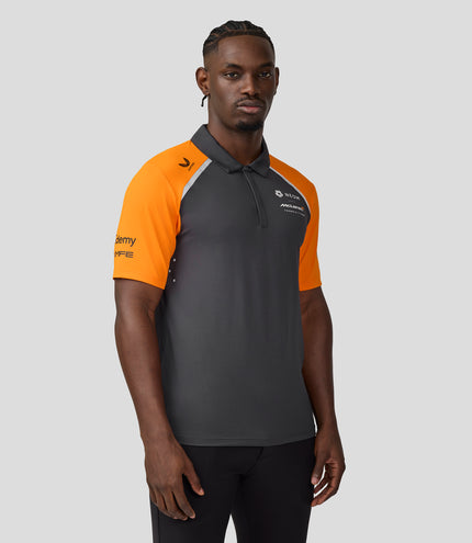 Official Mens NEOM McLaren Formula E Teamwear Polo Shirt - Phantom/Papaya