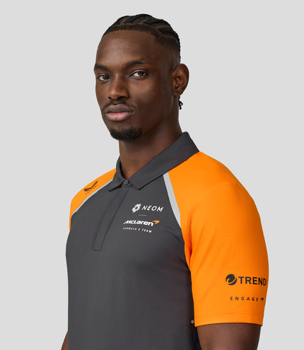 Official Mens NEOM McLaren Formula E Teamwear Polo Shirt - Phantom/Papaya