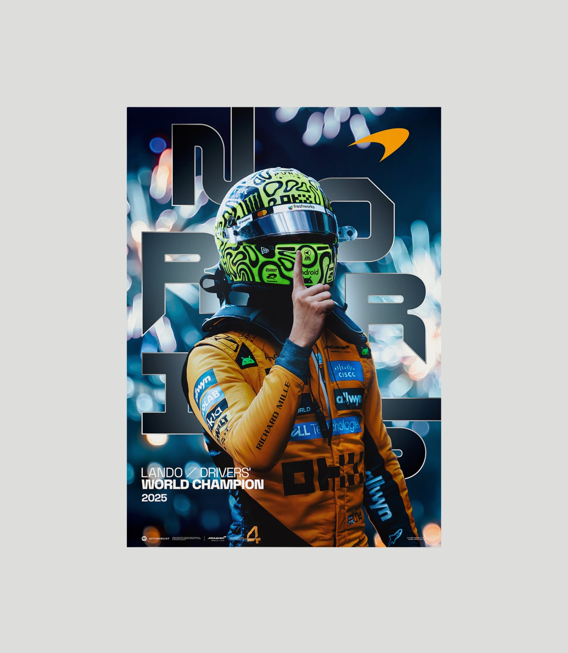 Lando Norris – 2025 World Drivers’ Championship Win – Official Poster