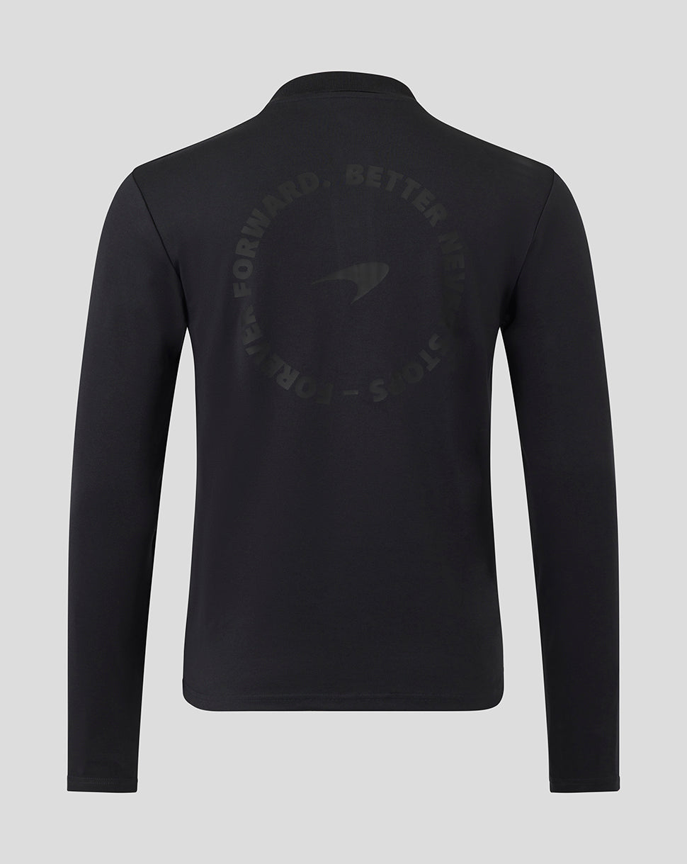 McLaren Unisex Black On Black Long Sleeve Polo Shirt